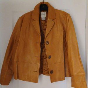 Faconnable Lined Caramel Brown Tan Leather Jacket-Ladies S